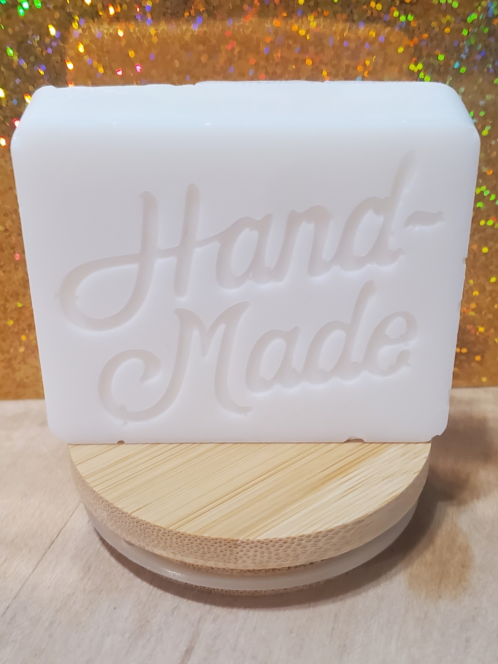 White Embossed 'Hand Made' Soap